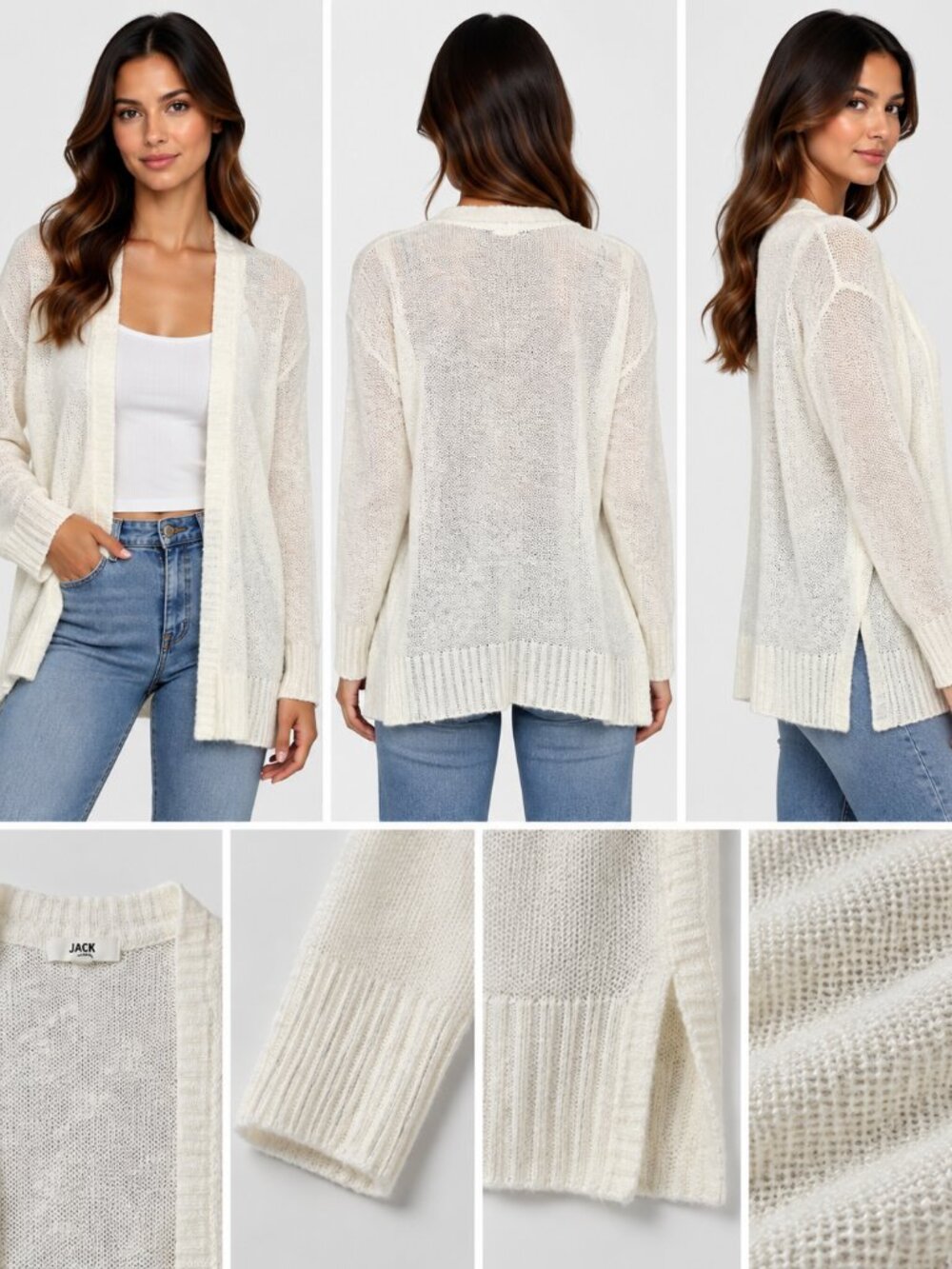 Jack by BB Dakota Ivory Open Front Knit Cardigan Size S